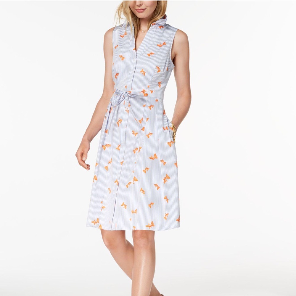 Maison Jules Fish Print Button Up Dress